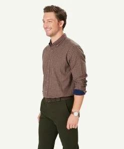 Gazman Casual Double Faced Check Long Sleeve Shirt - Fawn -Cheap Accessories Store 6 48576