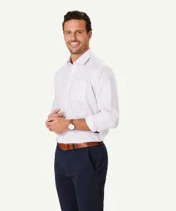 Gazman Non-Iron Twill Check Long Sleeve Shirt - Red -Cheap Accessories Store 6 48603