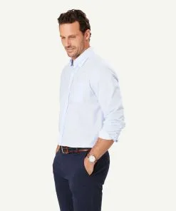 Gazman Casual Geo Print Long Sleeve Shirt - Pale Blue -Cheap Accessories Store 6 48627