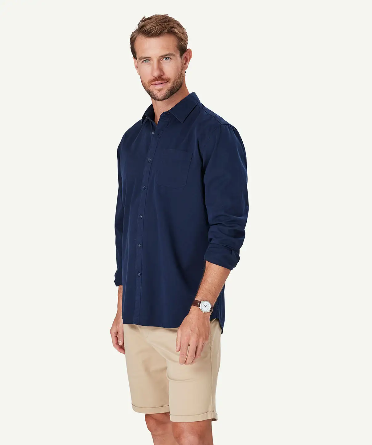 Gazman Authentic Twill Long Sleeve Shirt - Navy 7 Gazman Authentic Twill Long Sleeve Shirt - Navy - Image 5