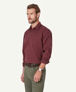 Gazman Authentic Twill Long Sleeve Shirt - Wine 11 Gazman Authentic Twill Long Sleeve Shirt - Wine -Cheap Accessories Store 6 48642