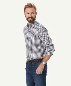 Gazman Easy Care Twill Check Long Sleeve Shirt - Chocolate -Cheap Accessories Store 6 49902
