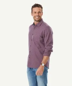 Gazman Brushed Twill Gingham Long Sleeve Shirt - Terracotta 11 Gazman Brushed Twill Gingham Long Sleeve Shirt - Terracotta -Cheap Accessories Store 6 49979