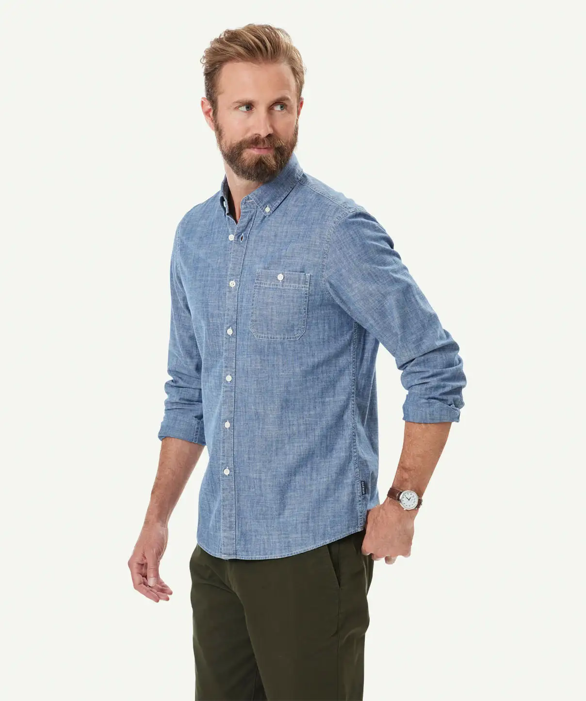 Gazman Tailored Casual Chambray Long Sleeve Shirt - Chambray 7 Gazman Tailored Casual Chambray Long Sleeve Shirt - Chambray - Image 5