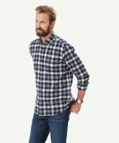 Gazman Brushed Twill Box Check Long Sleeve Shirt - Grey Melange -Cheap Accessories Store 6 50009