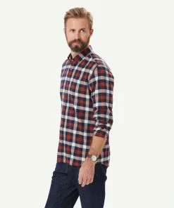 Gazman Brushed Twill Box Check Long Sleeve Shirt - Brick 11 Gazman Brushed Twill Box Check Long Sleeve Shirt - Brick -Cheap Accessories Store 6 50014