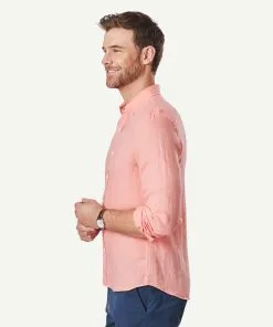 Gazman Tailored Linen Plain Shirt - Guava -Cheap Accessories Store 6 173b5db3 4769 4c3b 9d7b 75be1a2c6e0e
