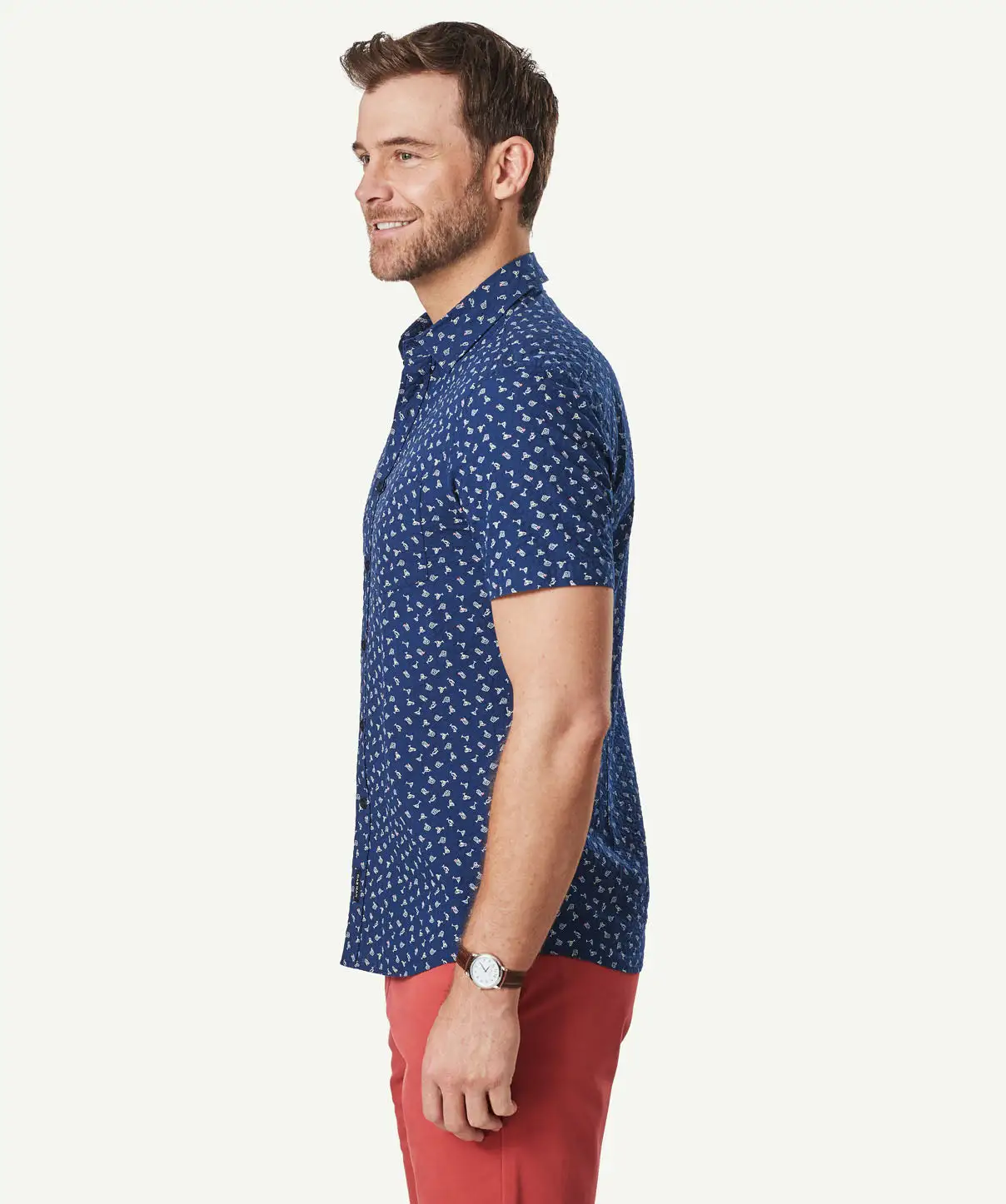 Gazman Tailored Seersucker Print Short Sleeve Shirt - Nightshade 7 Gazman Tailored Seersucker Print Short Sleeve Shirt - Nightshade - Image 5