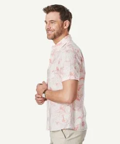 Gazman Linen Blend Fern Print Short Sleeve Shirt - Flamingo -Cheap Accessories Store 6 331e1209 c193 4c98 b361 f94098d00f38
