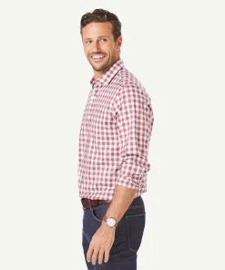 Gazman Easy Care Twill Box Check Long Sleeve Shirt - Wine -Cheap Accessories Store 6 3b9a7693 8a6d 4de2 a2e3 bbe5483ad7c0