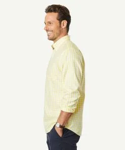 Gazman Non-Iron Oxford Check Long Sleeve Shirt - Yellow -Cheap Accessories Store 6 5ca28bae 6066 4bca b140 ccd4cc94347f