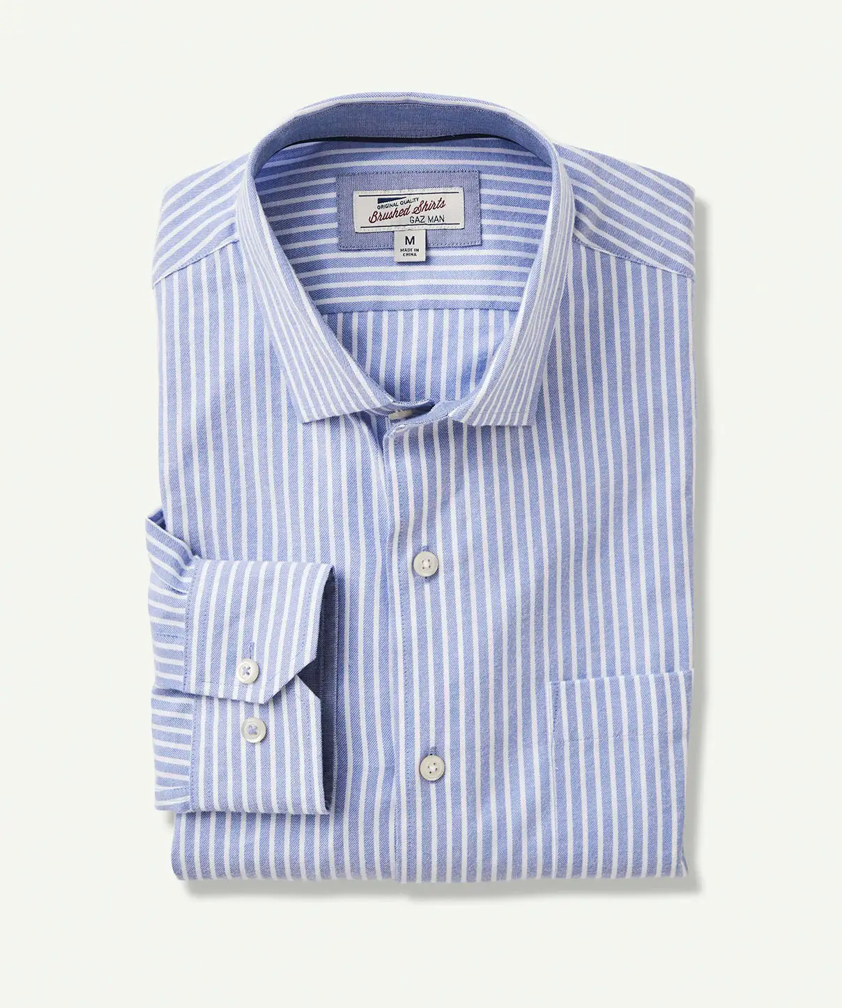 Gazman Brushed Twill Stripe Long Sleeve Shirt - Blue 7 Gazman Brushed Twill Stripe Long Sleeve Shirt - Blue - Image 5