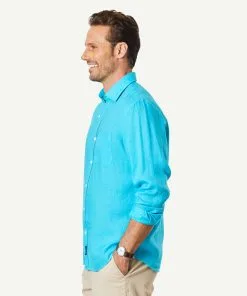 Gazman Linen Plain Long Sleeve Shirt - Cayman Blue -Cheap Accessories Store 6 89e88b13 5225 4cf1 bc8e 72fa445aeb49