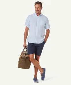 Gazman Linen Plain Short Sleeve Shirt - Sky Blue -Cheap Accessories Store 6 abab9fea 2804 4bbd a485 85e2103d9780