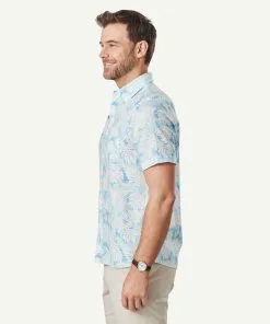 Gazman Linen Blend Fern Print Short Sleeve Shirt - Sky Blue -Cheap Accessories Store 6 c9f42628 40dc 4f8e 9949 526b7b04f0b4