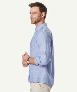 Gazman Linen Plain Long Sleeve Shirt - Nightshade -Cheap Accessories Store 6 cbb331a5 b6a6 4da5 a4d3 dab108e8e463