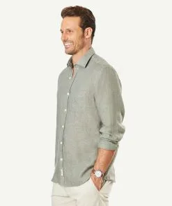 Gazman Linen Plain Long Sleeve Shirt - Khaki -Cheap Accessories Store 6 e56de64d ade7 41ac a6a5 433787a9165c