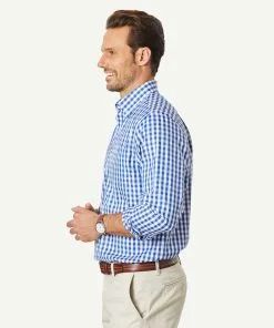 Gazman Non-Iron Oxford Check Long Sleeve Shirt - Navy -Cheap Accessories Store 6 f910bf56 0056 4382 aefe 09efe0da6160