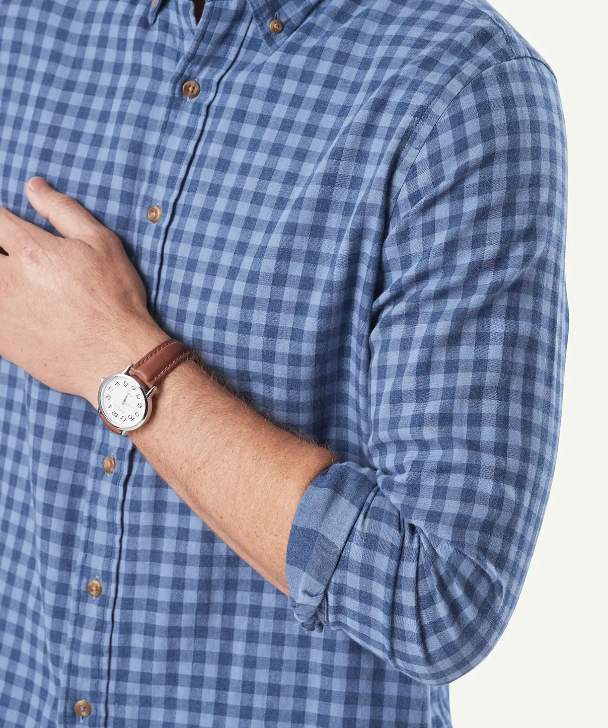 Gazman Casual Double Faced Check Long Sleeve Shirt - Blue 8 Gazman Casual Double Faced Check Long Sleeve Shirt - Blue - Image 6