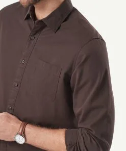Gazman Authentic Twill Long Sleeve Shirt - Chocolate -Cheap Accessories Store 7 43293