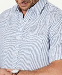 Gazman Linen Blend Fine Stripe Short Sleeve Shirt - Navy 13 Gazman Linen Blend Fine Stripe Short Sleeve Shirt - Navy -Cheap Accessories Store 7 47475