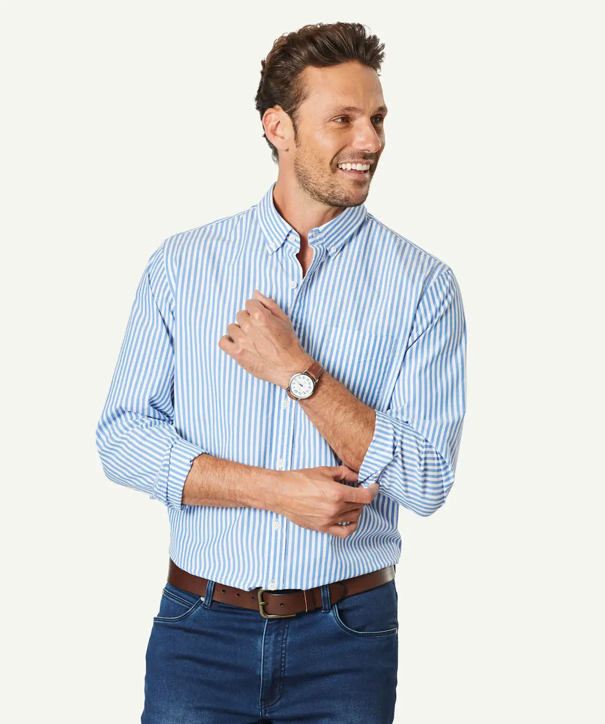 Gazman Tailored Casual Stretch Stripe Long Sleeve Shirt - Marine Blue 9 Gazman Tailored Casual Stretch Stripe Long Sleeve Shirt - Marine Blue - Image 7
