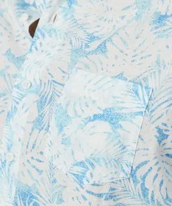 Gazman Linen Blend Fern Print Short Sleeve Shirt - Sky Blue -Cheap Accessories Store 7 3d5cca35 70b3 4bda 9ff3 c551ce68ed82