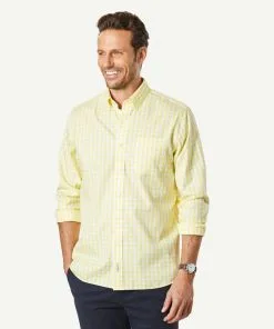 Gazman Non-Iron Oxford Check Long Sleeve Shirt - Yellow -Cheap Accessories Store 7 4be5788f 280b 4365 ab62 88a67168d989