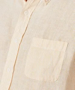 Gazman Linen Stripe Short Sleeve Shirt - Yellow -Cheap Accessories Store 7 a7dd5da5 1752 46e3 9266 1a0c709fb5b6