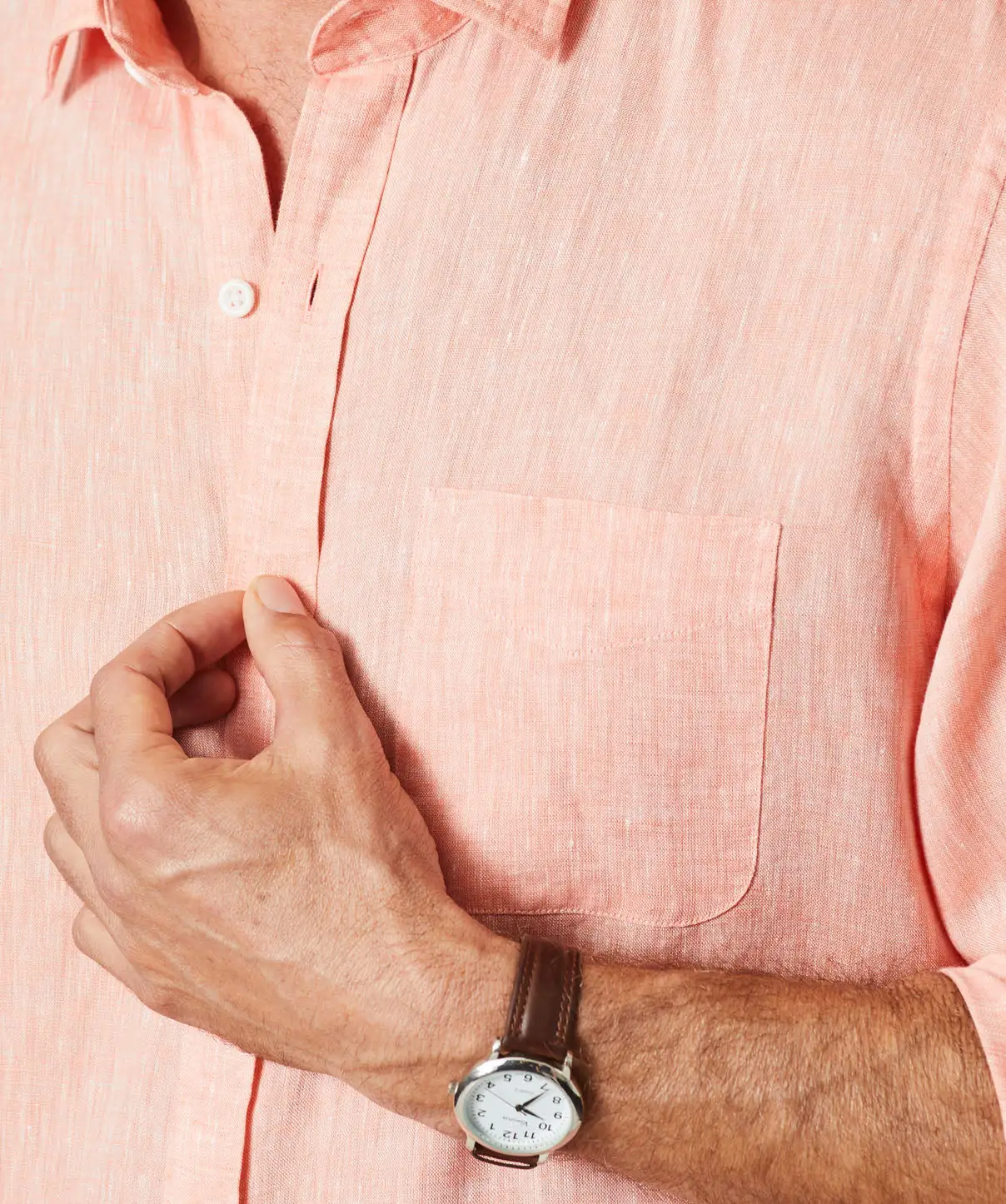 Gazman Linen Plain Long Sleeve Shirt - Guava 8 Gazman Linen Plain Long Sleeve Shirt - Guava - Image 6