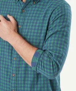 Gazman Casual Double Faced Check Long Sleeve Shirt - Forest -Cheap Accessories Store 8 42809