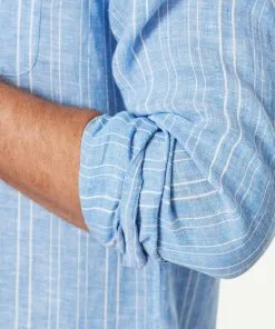 Gazman Tailored Linen Stripe Long Sleeve Shirt - Marine Blue -Cheap Accessories Store 8 7deeb196 4e3d 4204 9f7d 216a01c57164