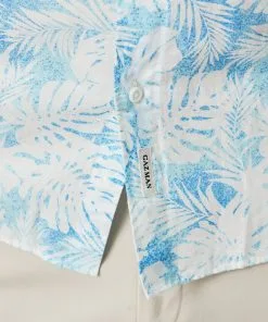 Gazman Linen Blend Fern Print Short Sleeve Shirt - Sky Blue -Cheap Accessories Store 8 e0c36421 37c8 406f b002 c50f0b10ce86