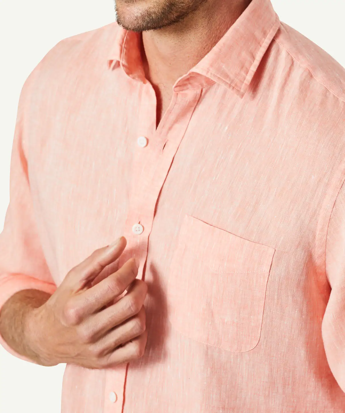 Gazman Linen Plain Long Sleeve Shirt - Guava 10 Gazman Linen Plain Long Sleeve Shirt - Guava - Image 8