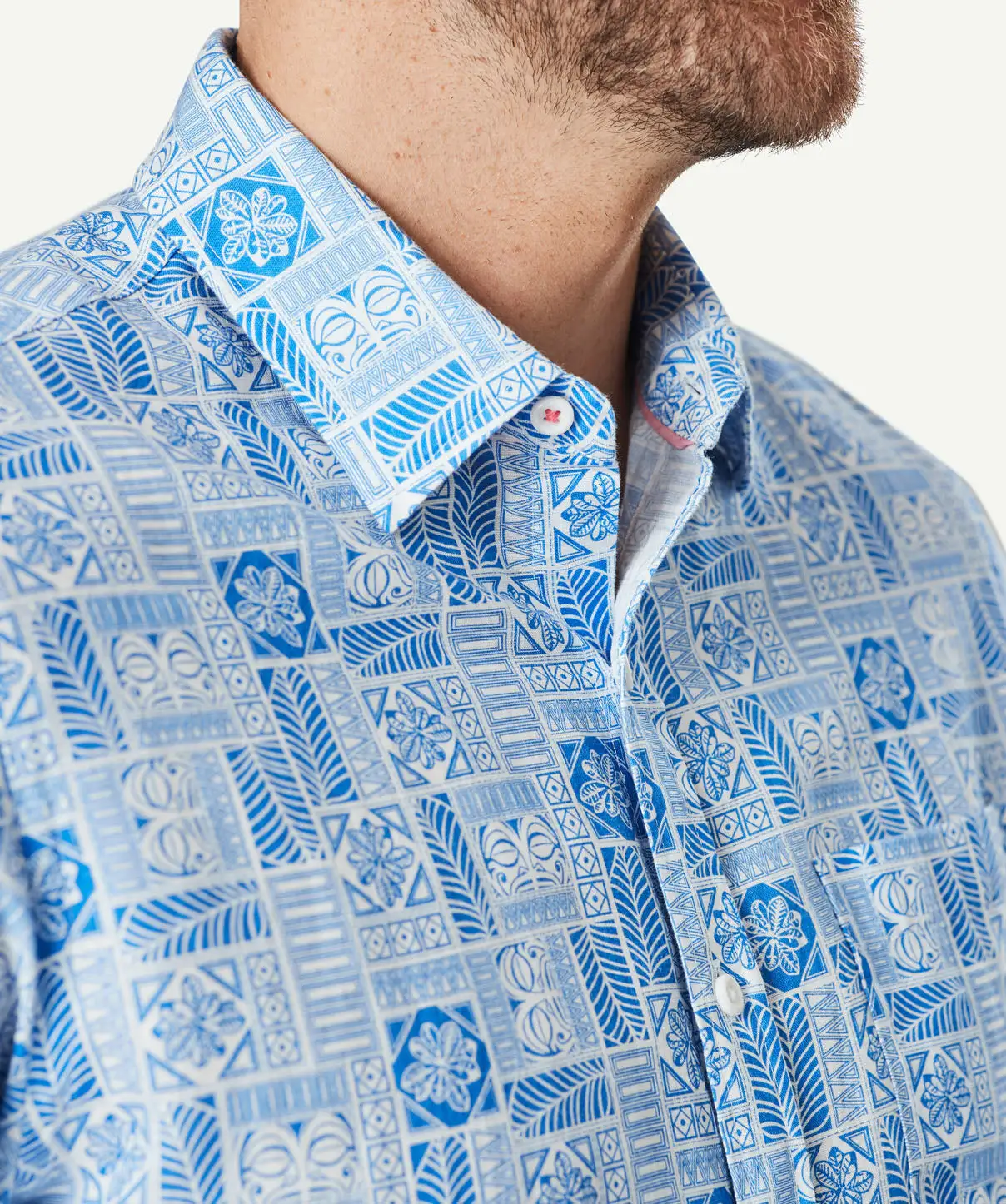 Gazman Linen Blend Vacation Print Short Sleeve Shirt - Marine Blue 10 Gazman Linen Blend Vacation Print Short Sleeve Shirt - Marine Blue - Image 8