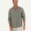 Gazman Pure Linen Plain Long Sleeve Shirt - Khaki -Cheap Accessories Store LSHS19029 250 WEB 01