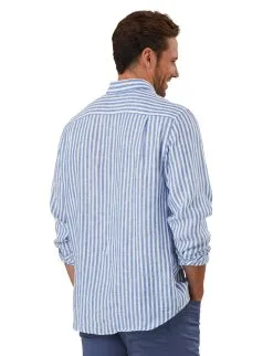 Gazman Pure Linen Bengal Stripe Shirt - Chambray 9 Gazman Pure Linen Bengal Stripe Shirt - Chambray -Cheap Accessories Store LSHS19153 414 WEB 03