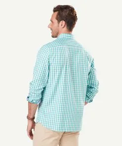 Gazman Wrinkle Free Oxford Check Long Sleeve Shirt - Mint -Cheap Accessories Store LSHS20128 322 WEB 03