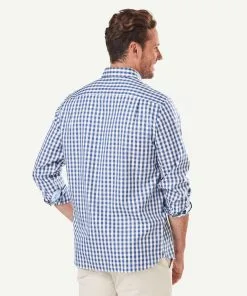 Gazman Wrinkle Free Oxford Check Long Sleeve Shirt - Petrol -Cheap Accessories Store LSHS20128 406 WEB 03