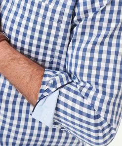 Gazman Wrinkle Free Oxford Check Long Sleeve Shirt - Petrol -Cheap Accessories Store LSHS20128 406 WEB 06