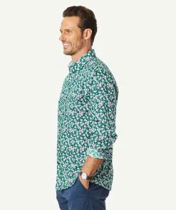Gazman Tailored Casual Floral Print Long Sleeve Shirt - Parakeet -Cheap Accessories Store LSHS21057T 335 WEB 06