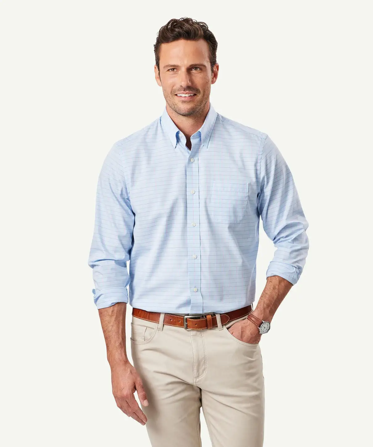 Gazman Easy Care Textured Check Long Sleeve Shirt - Blue 3 Gazman Easy Care Textured Check Long Sleeve Shirt - Blue