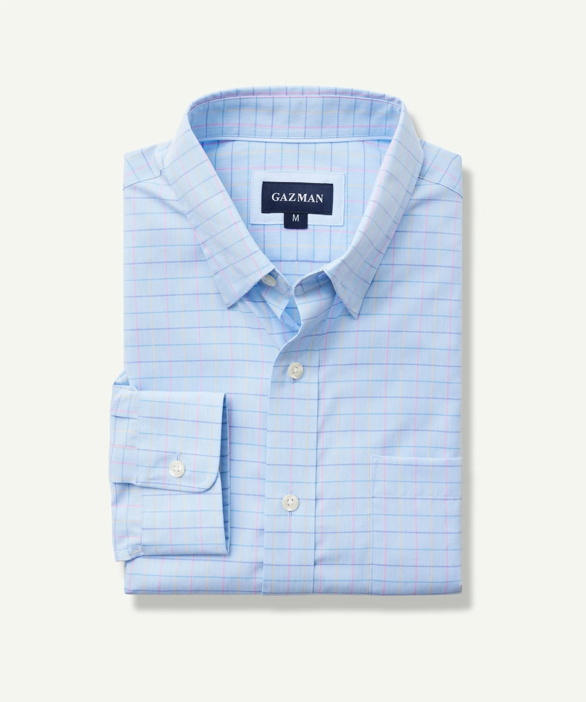 Gazman Easy Care Textured Check Long Sleeve Shirt - Blue 4 Gazman Easy Care Textured Check Long Sleeve Shirt - Blue - Image 2