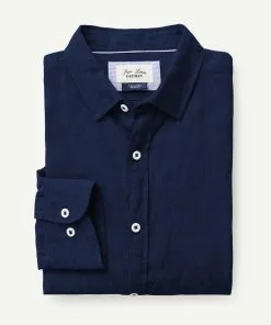 Gazman Tailored Pure French Linen Long Sleeve Shirt - French Navy 9 Gazman Tailored Pure French Linen Long Sleeve Shirt - French Navy -Cheap Accessories Store LSHS22029T 445 WEB 02