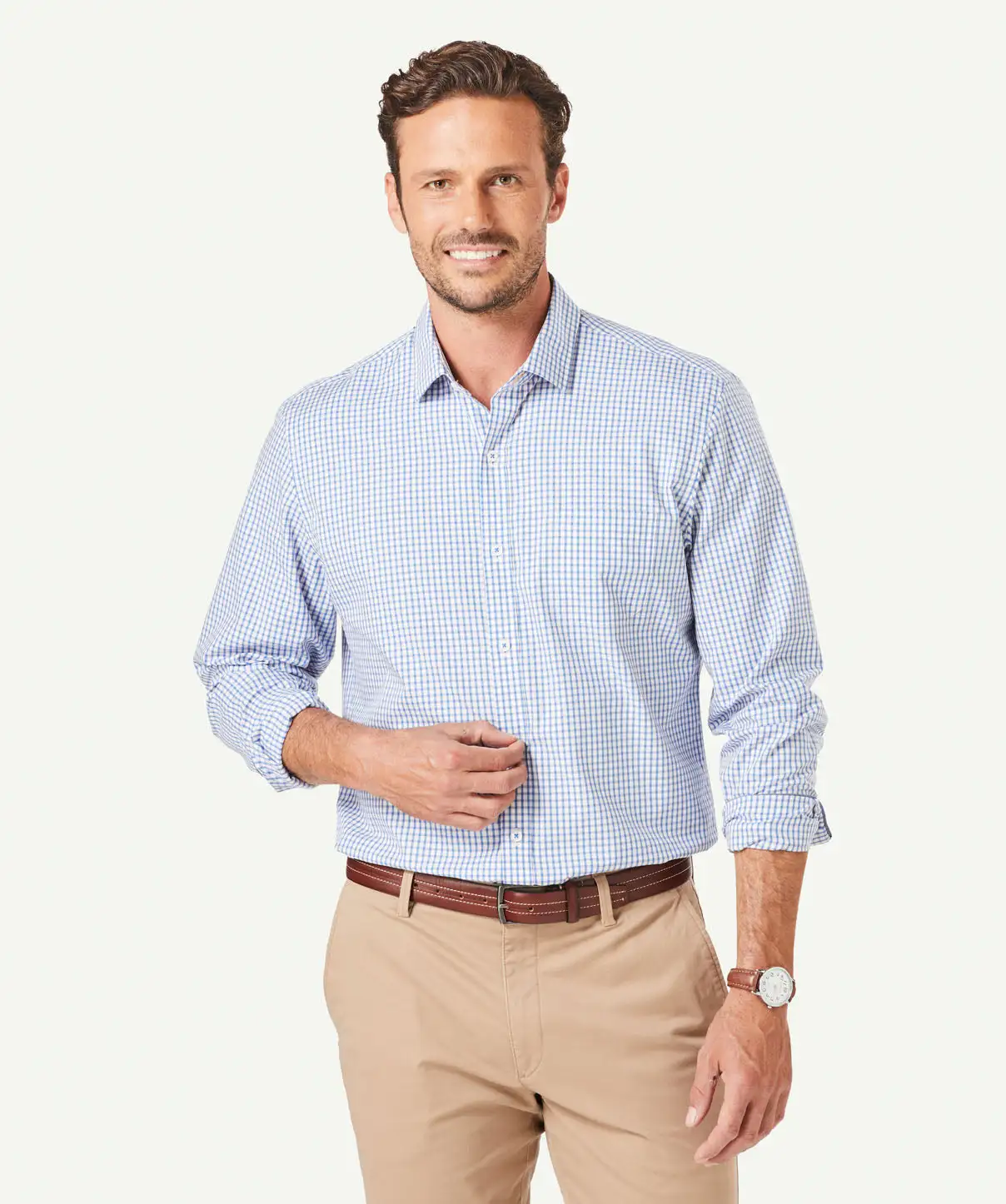 Gazman Tailored Easy Care Check Long Sleeve Shirt - Marine Blue 3 Gazman Tailored Easy Care Check Long Sleeve Shirt - Marine Blue