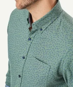 Gazman Tailored Brushed Leaf Print Long Sleeve Shirt - Forest -Cheap Accessories Store LSHW22021T 302 WEB 02 9453ebc4 8a43 439a 983b 108c36bc56d1