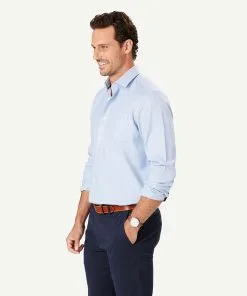 Gazman Non-Iron Semi Plain Long Sleeve Shirt - Blue 9 Gazman Non-Iron Semi Plain Long Sleeve Shirt - Blue -Cheap Accessories Store LSHW23073 400 WEB 06