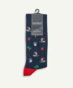 Gazman Non Tight Surfing Santa Sock - Navy -Cheap Accessories Store SOCS21018 440 WEB 02