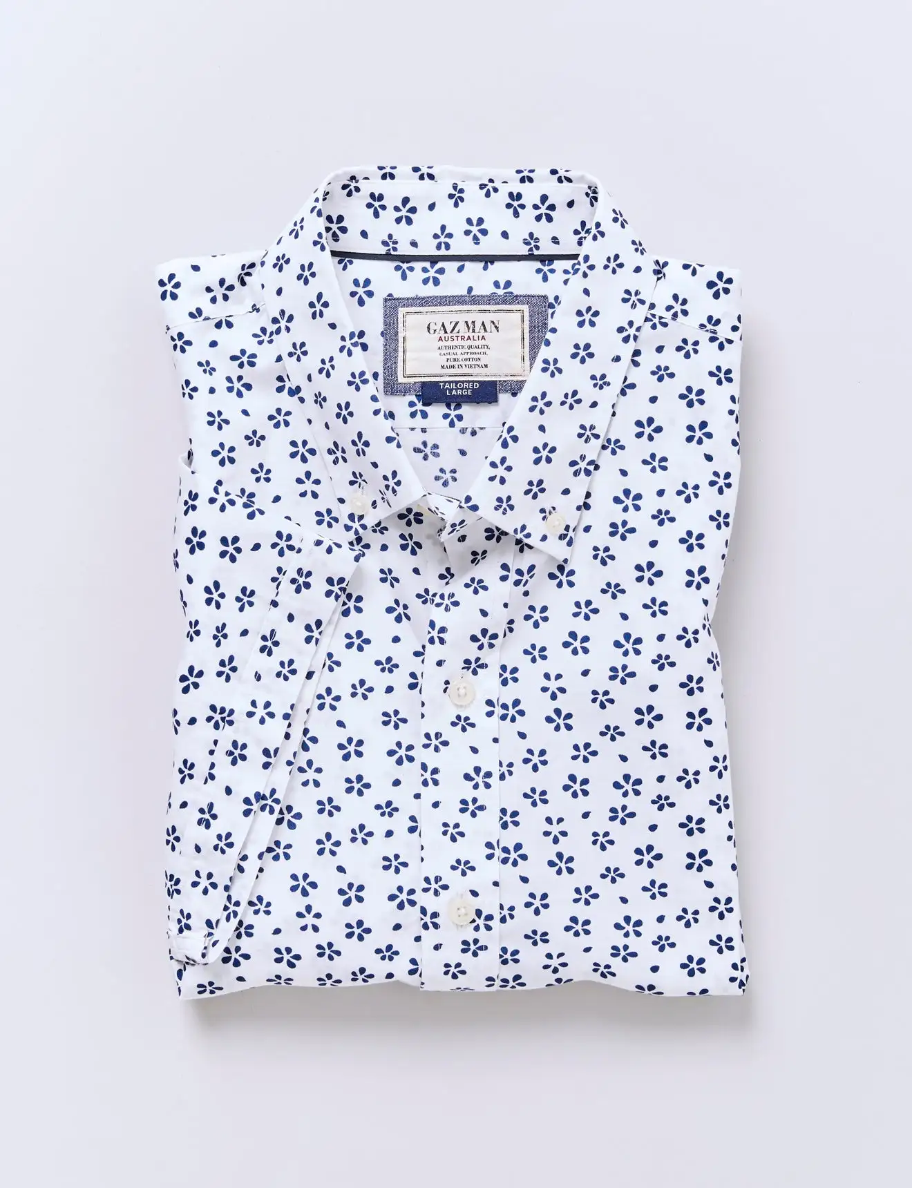 Gazman Tailored Fit Floral Short Sleeve Shirt - White 4 Gazman Tailored Fit Floral Short Sleeve Shirt - White - Image 2